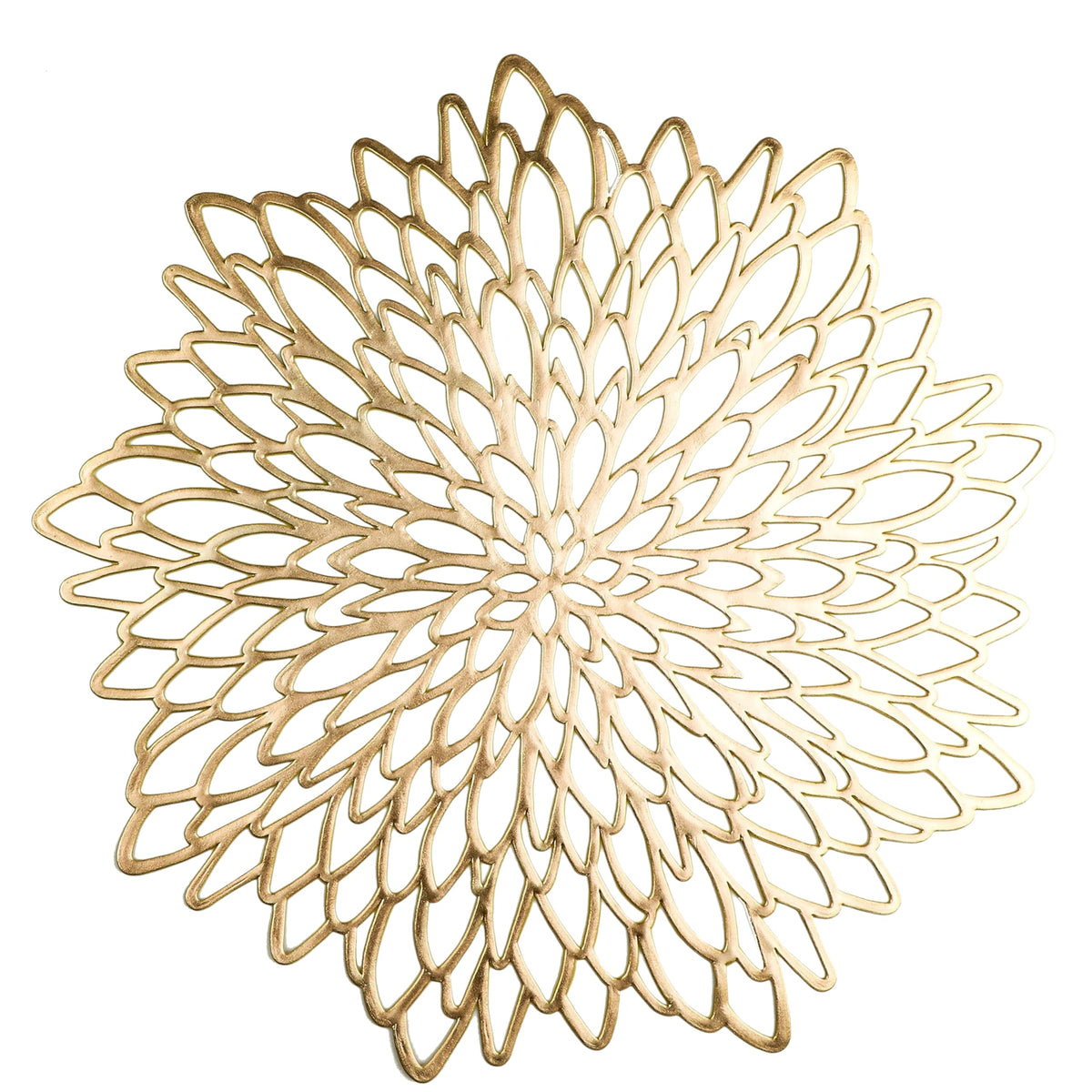 Pack of 18 Gold Placemats Metallic Round Leaf Bulk Pressed Vinyl Dinning Kitchen Table Charger Mats Decorations for
