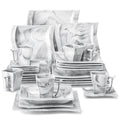 Plates and Bowls Sets, 30 Piece Porcelain Dinnerware Sets for 6, Square Dinnerware Set with Dinner Plate, Dessert
