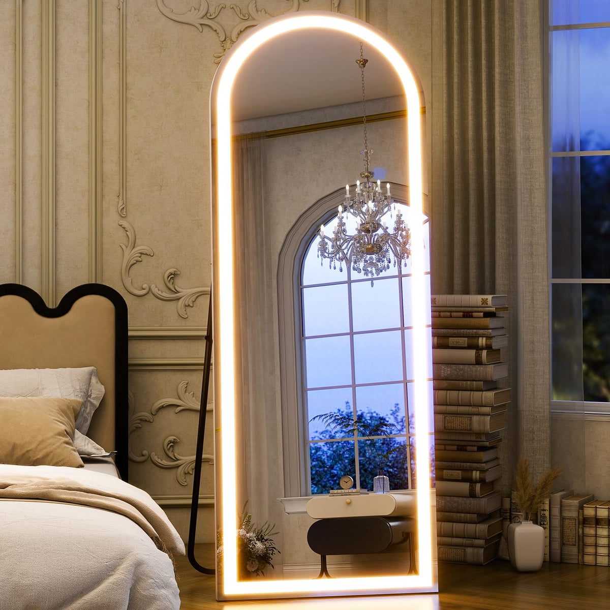 Arched LED Mirror Full Length Standing, 64"x21" Full Body Mirror
