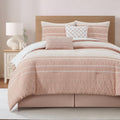 Comforter Set, Gorgeous Geometric Jacquard, Blush Soft Lightweight Bedding Set for All Seasons, Bedskirt, Pillow
