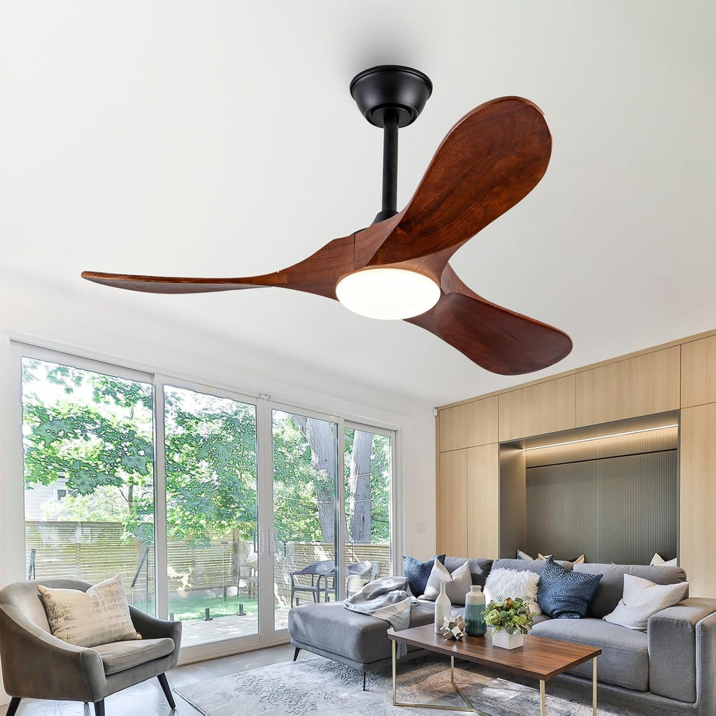 42" Walnut Indoor/Outdoor Ceiling Fan with Light & Remote