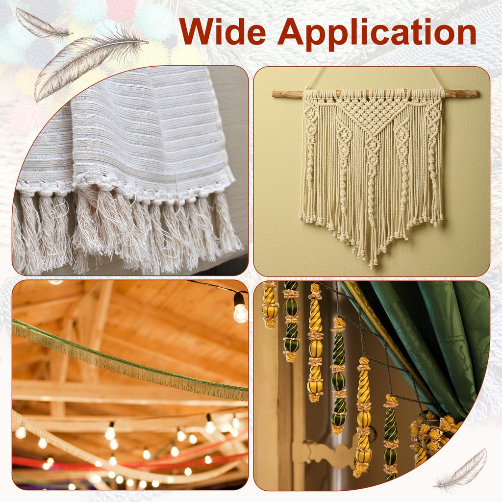 Beige Fringe Trim, 5 Yards x 4inch Fringe Trim Curtain Tassel Thick Long Fabric Sewing for Curtain Sofa Clothes DIY