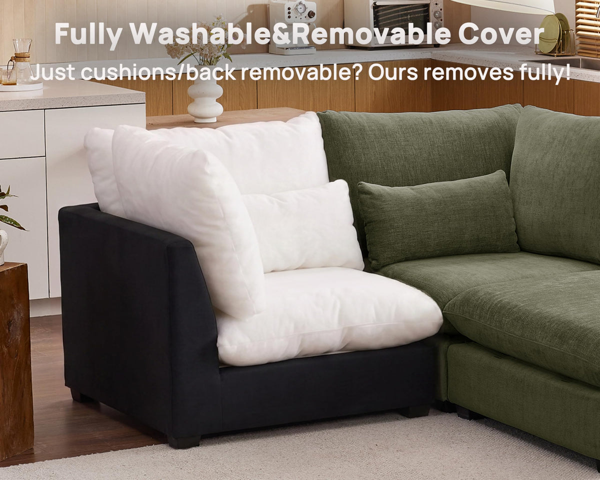 115" Oversize Chenille Modular Sectional Sofa Couches, Green