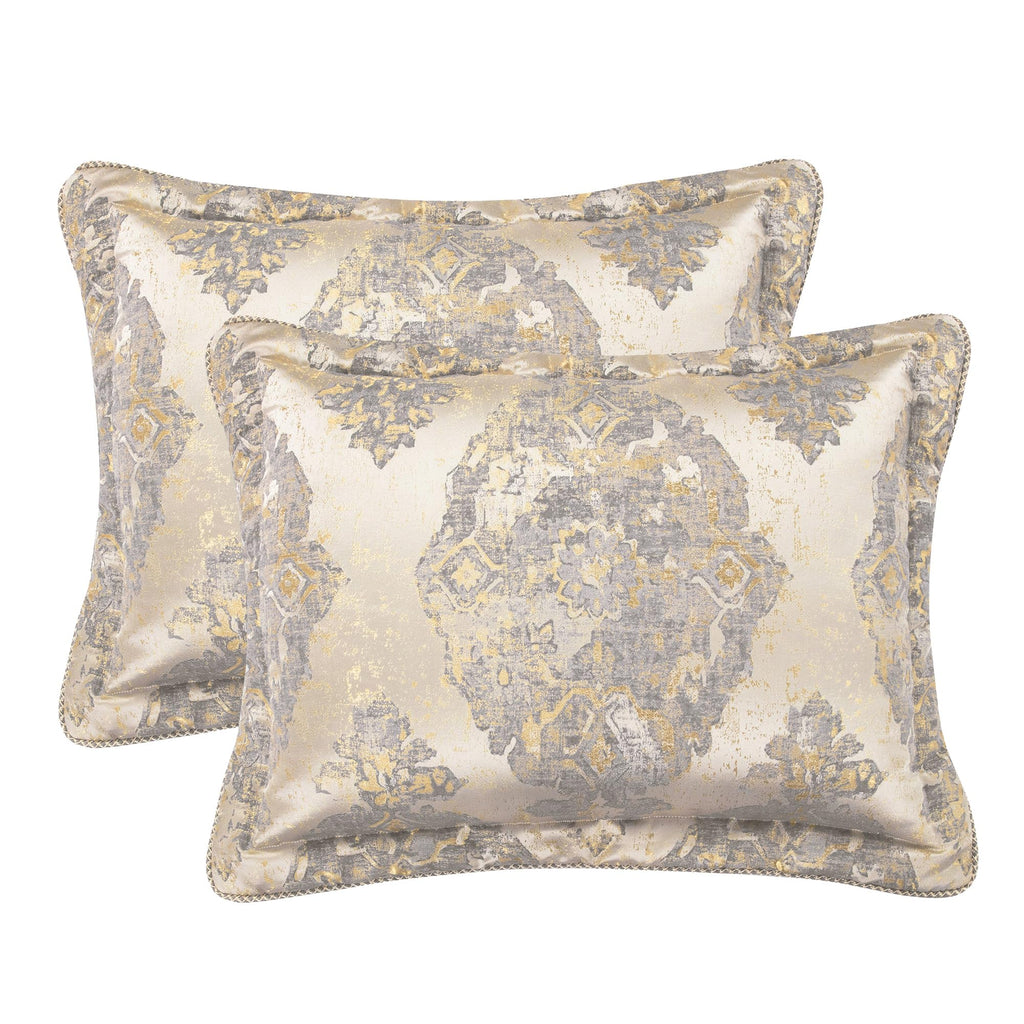 9-Piece Elegant Jacquard Comforter Set, Beige