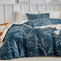 Reversible Duvet Cover, Dark Blue White Thin Branch