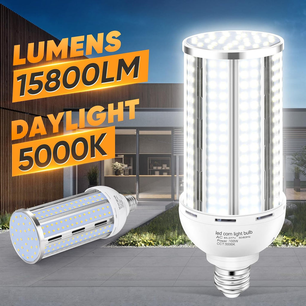 4 Pack 100W Corn LED Light Bulb Fanless,5000K Daylight(1000 Watt Equivalent) E26/E39 Large Mogul Base LED Cob Lamp