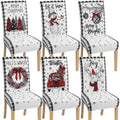 6 Pcs Christmas Chair Cover Stretch Seat Slipcovers, Vintage Style