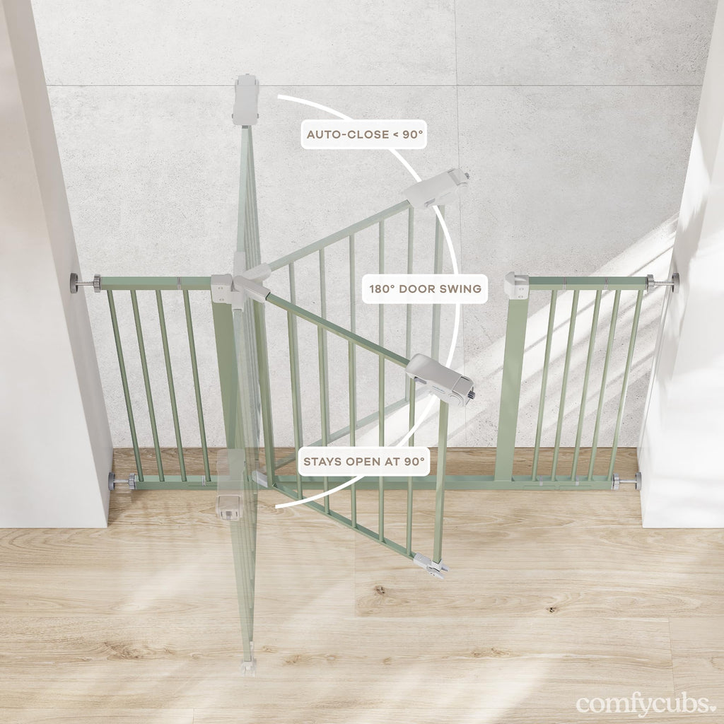 Baby Safety Gate Adjustable 42"x1.9"x30" Sage Pet Gate
