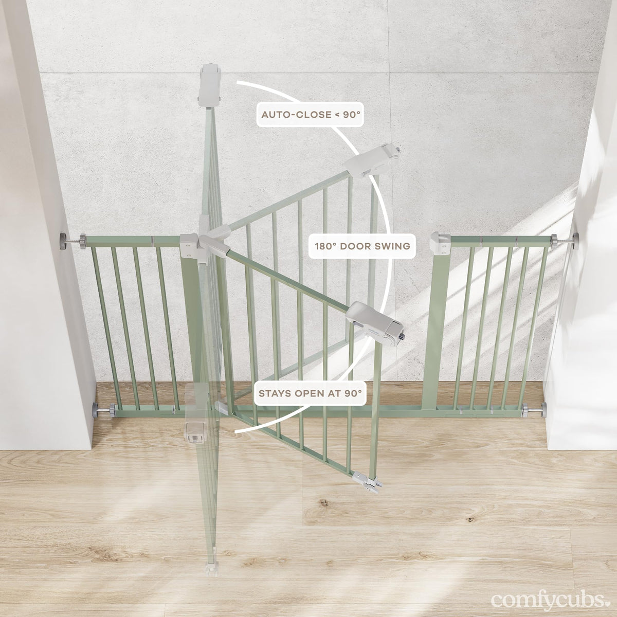 Baby Safety Gate Adjustable 42"x1.9"x30" Sage Pet Gate