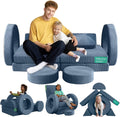 16Pcs Modular Kids Play Couch for Toddlers, Fold Out Kids Couch Building Fort for Playroom Bedroom, Kid Convertible