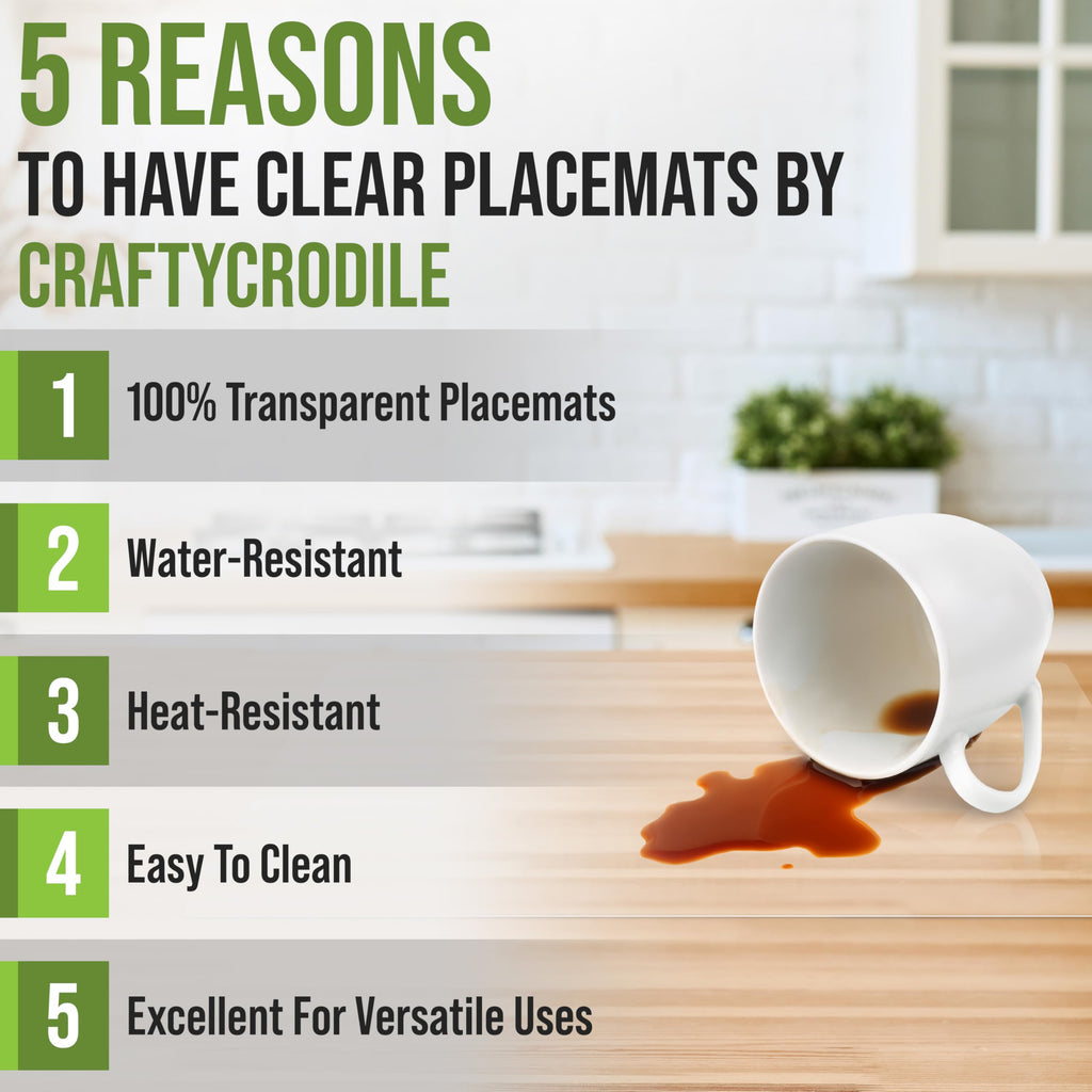 Clear Plastic Placemats Set of 32, 17.5x12 Transparent Vinyl Table Mats