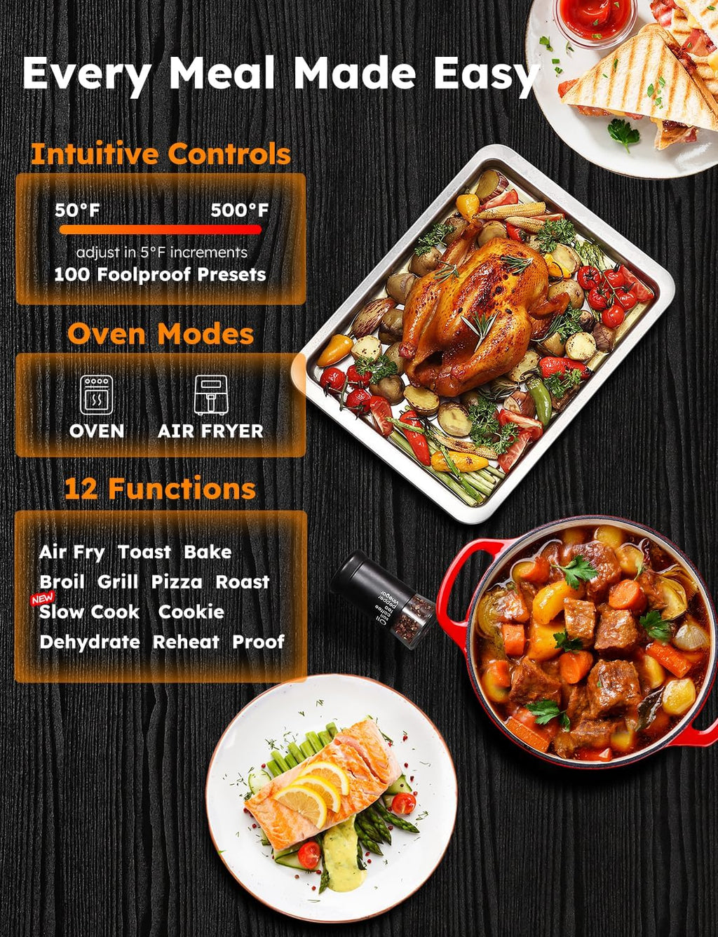 Bravo XL Pro Air Fryer Toaster Oven, Improved 100% Super Convection, Quicker & Crispier Results, 100 Presets, Multi