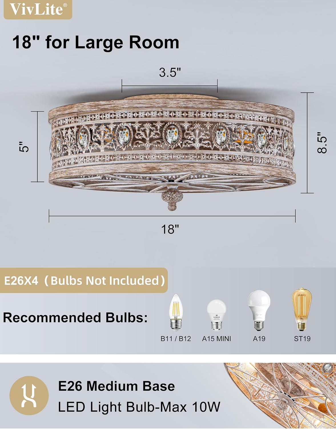 Farmhouse Fandelier Ceiling Fan with Light and Remote,Rustic Country Cottage Crystal Caged Wood-Look Light Fixture