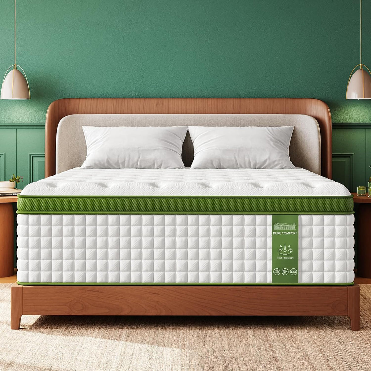 Medium Firm Cal King Mattress 13 Inch, Hotel Collection Hybrid Mattresses -Targeted Lumbar & Shoulder Support for