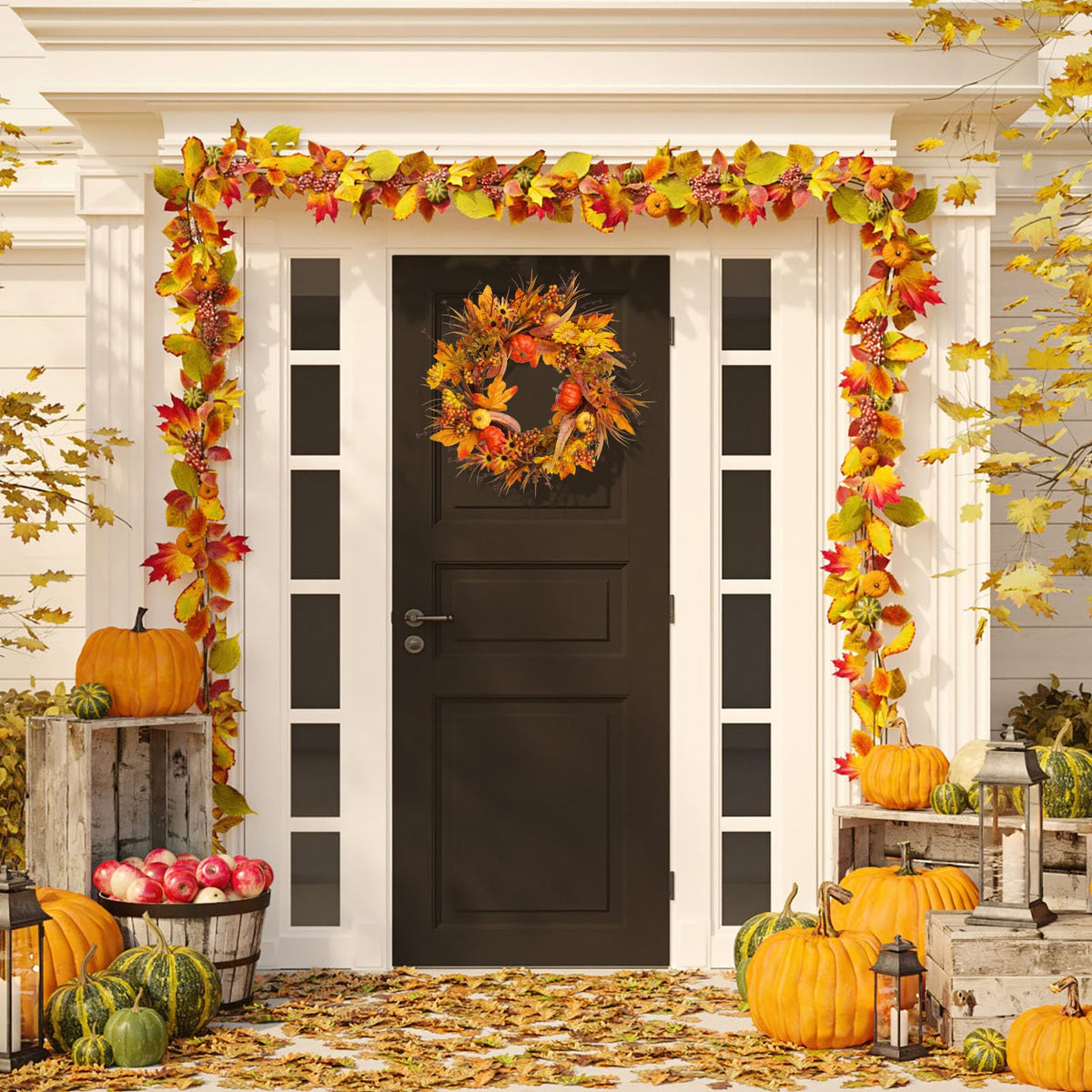 19In Fall Wreaths Front Door Decor Autumn Thanksgiving
