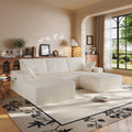 108" U-Shape Modular Sectional Cloud Cream Couch with Ottoman, Deep Seat Boneless Couch with Oversized Chaise Lounge