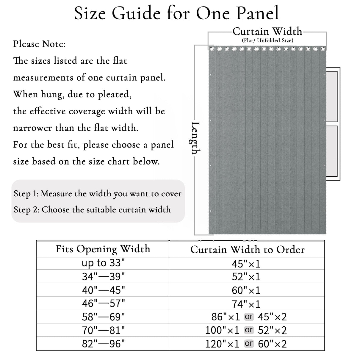 Faux Linen Pinch Pleated Style Look Blackout Curtains & Drapes 96 Inch Long Bedroom/Livingroom Farmhouse Curtains, 1