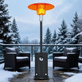 48,000 BTU Stainless Steel Propane Patio Heater with Wheels, Grey | 3-Piece Reflector, Adjustable Heat Control and