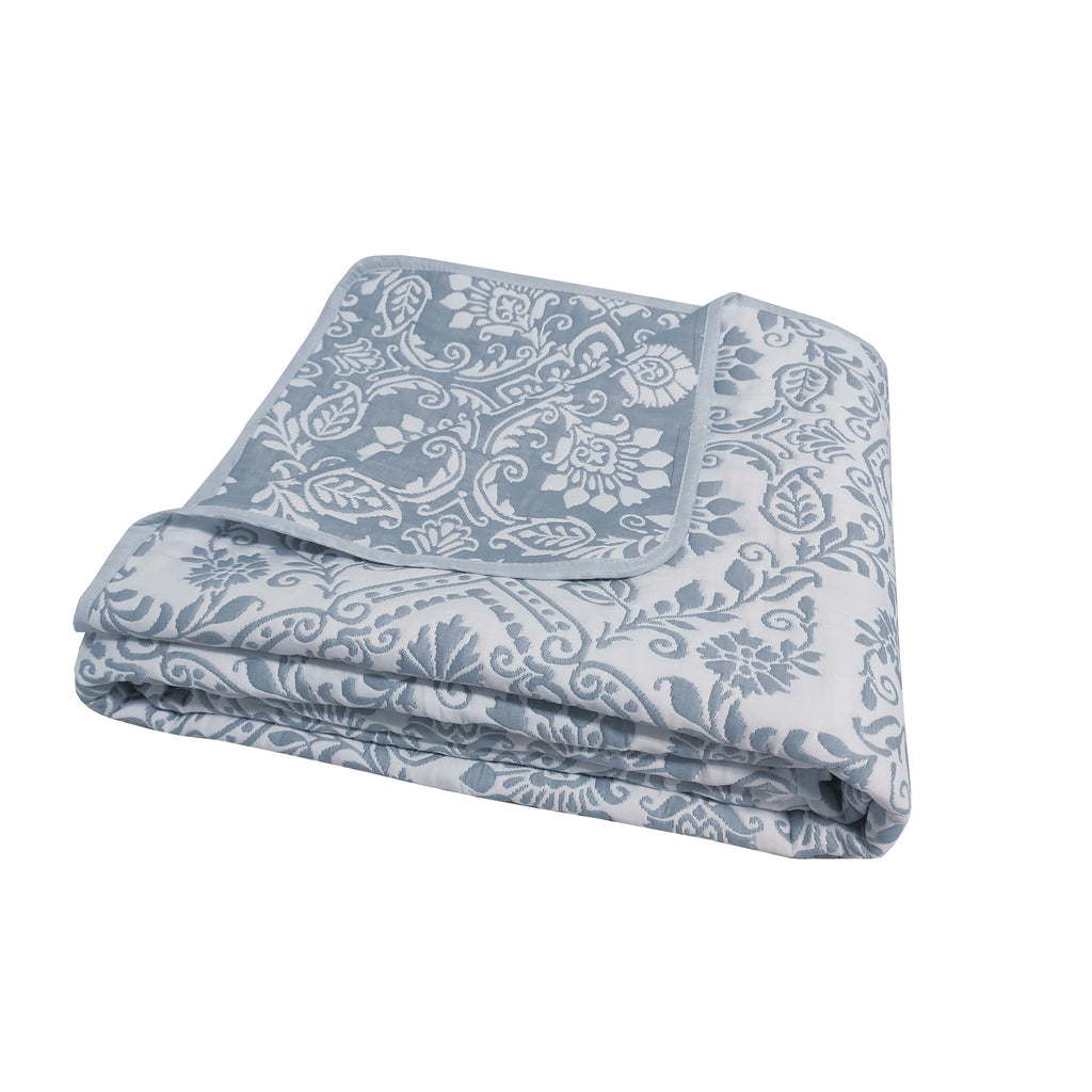 Deena Blue 3-Piece Soft Matelasse Jacquard Quilt Set