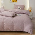 Boho Comforter Set King Size Floral Bedding Sets Soft Cotton Farmhouse Mauve Flower Comforters Fluffy with 2 Bowknot
