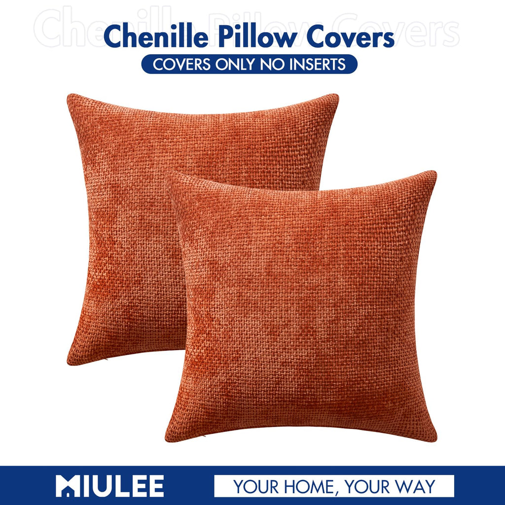 Fall Decorative Couch Throw Pillow Covers 20x20 Burnt Orange 2 Pack