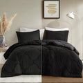 Vixie Sherpa Comforter Set, 3 Piece, Black/Black