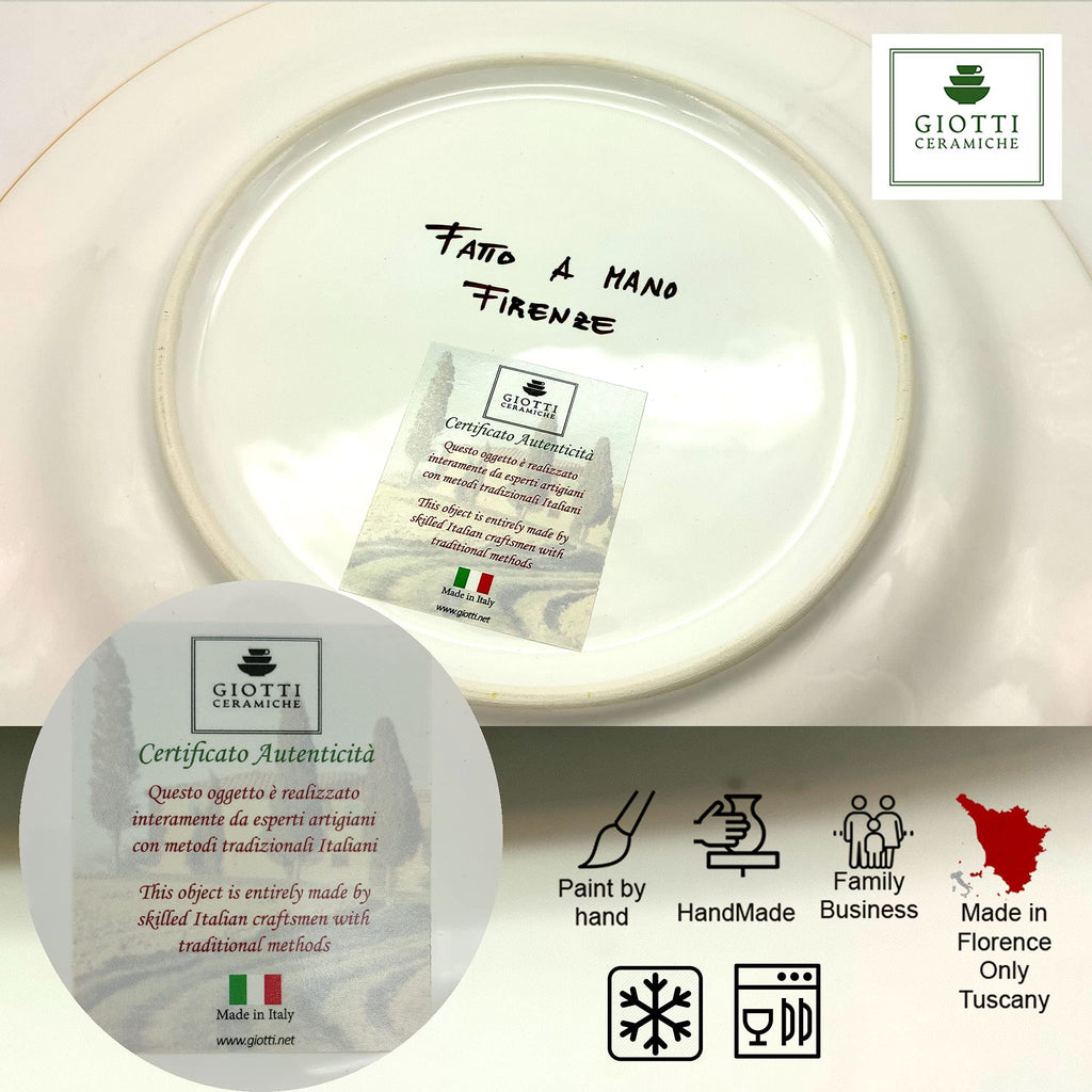 Italian Ceramic Dinnerware Set - Hand Painted Kitchen Dishes Set for 4 - Made in Italy Tuscany - Dinner Plates - Home