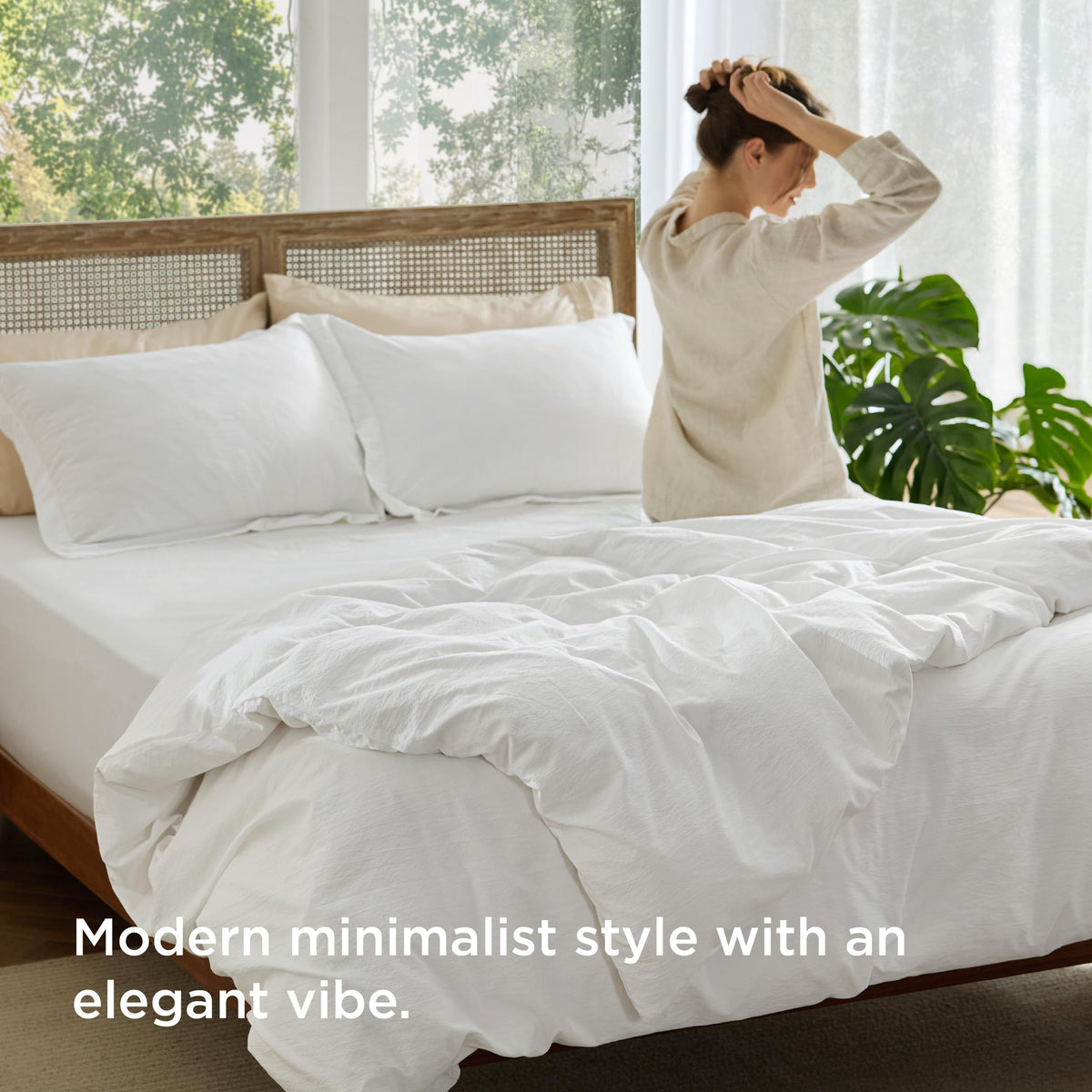 Textured Duvet Cover King Size - Cotton-Like Polyester Jacquard Duvet Cover Set for All Seasons - 3 Pieces Elevated