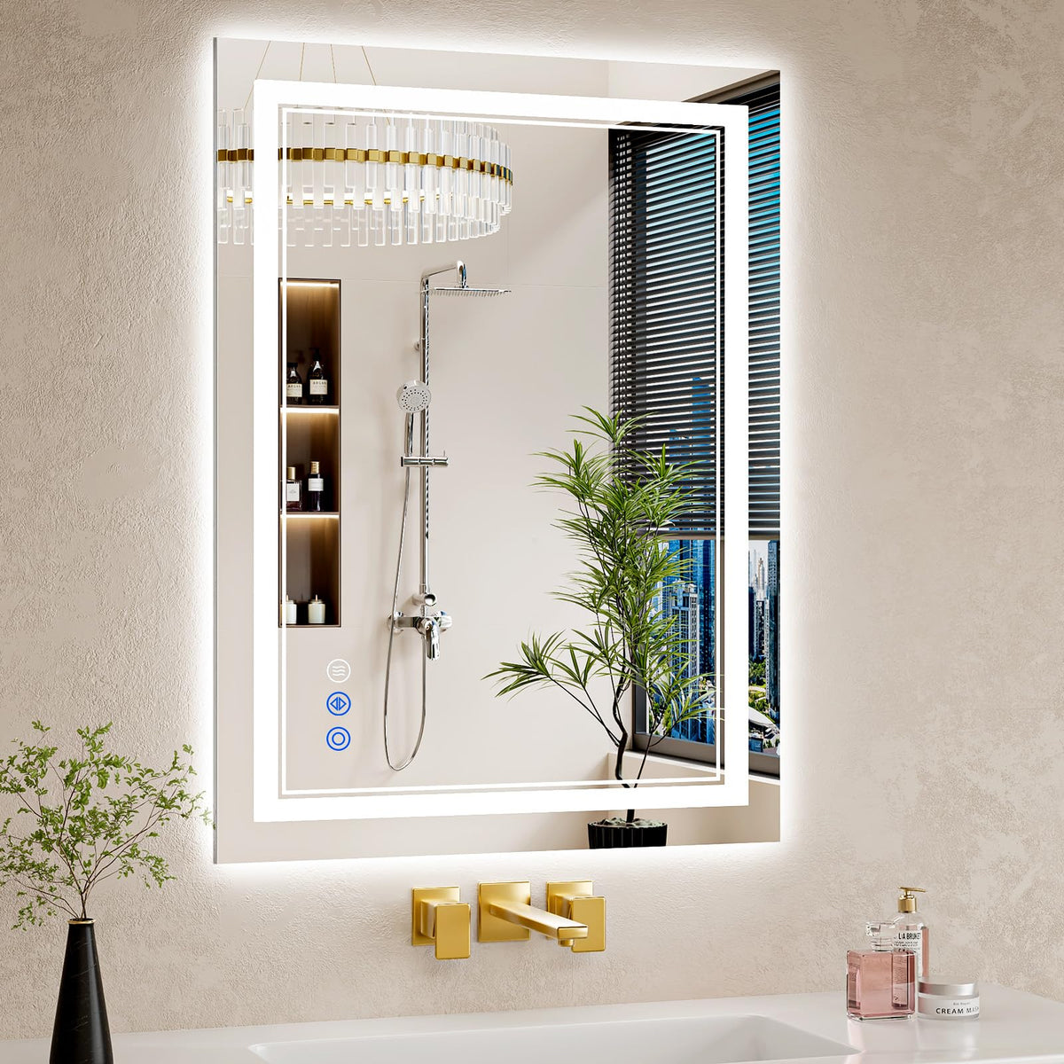 24"x32" LED Bathroom Mirror with Lights, Anti-Fog, Backlit + Front Lit, Dimmable, Led Vanity Mirror for Wall, Lighted
