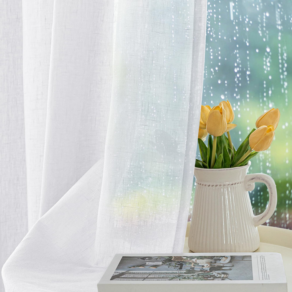Semi Voile White Sheer Outdoor Curtains 4 Pcs 54x84 In