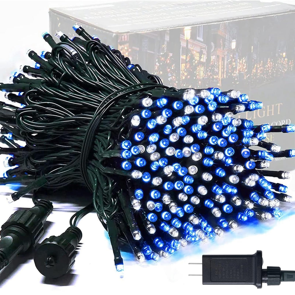 250 LED Blue & White Christmas Lights, 91.5ft String Light Plug in