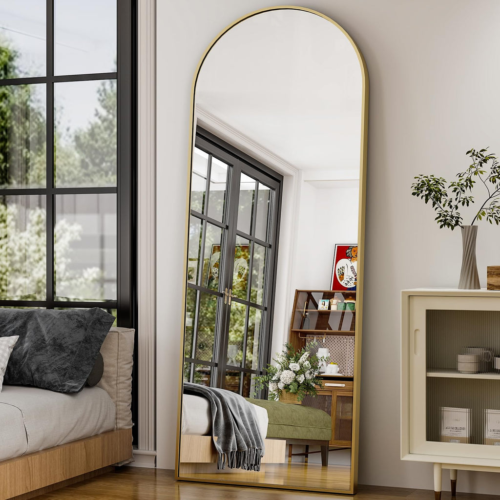 26" x 71" Arched Full Length Mirror - Gold Full Body Mirror - Extra Large Floor Mirrors