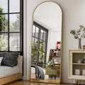 26" x 71" Arched Full Length Mirror - Gold Full Body Mirror - Extra Large Floor Mirrors