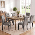 Set of 6, Modern Armless Parsons Side Chairs, Upholstered Button-Tufted Fabric Dining Kitchen Chairs with Solid Wood