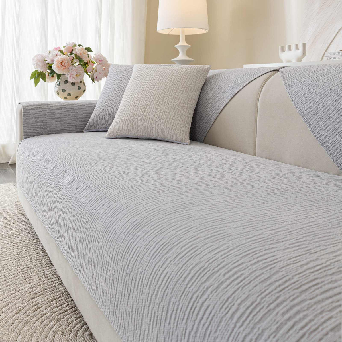 Soft Waterproof Chenille Cover Washable, Non Slip Sectional Sofa Covers for 3 Cushion Couch Sofa L Sharped Sofa