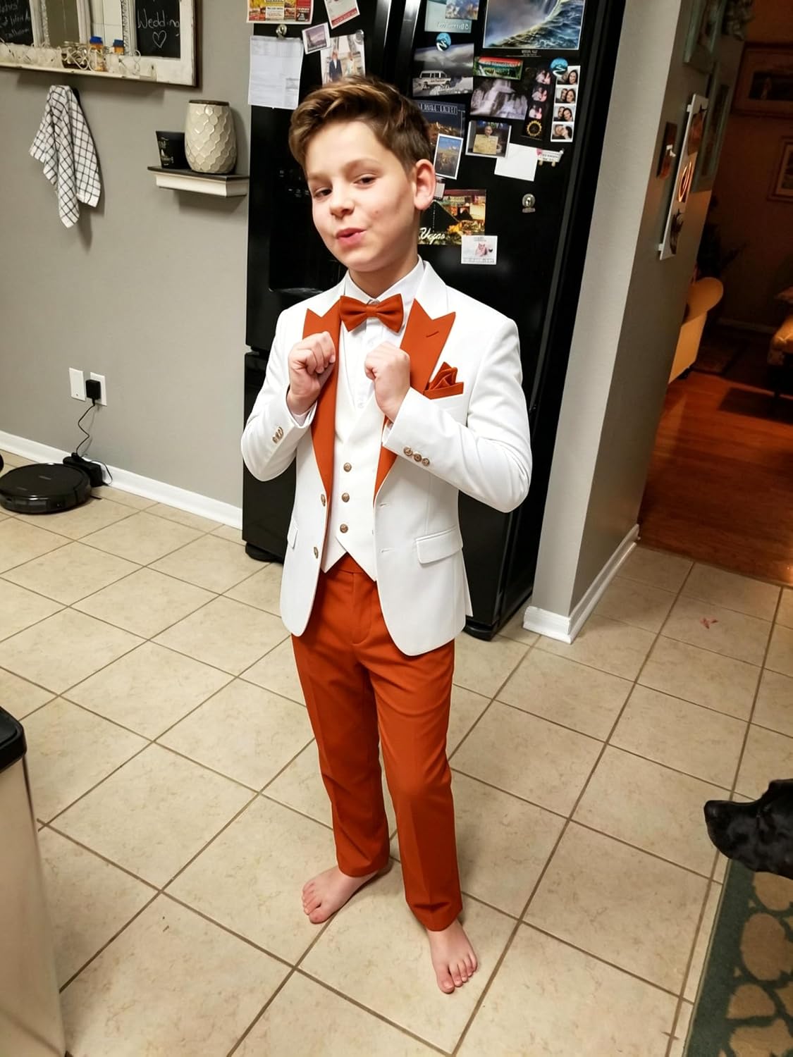 Boys Tuxedo Suit 3 Piece Formal Slim Fit Ring Bearer Suit for Wedding Double Breasted Jacket Vest Pants Dresswear Set