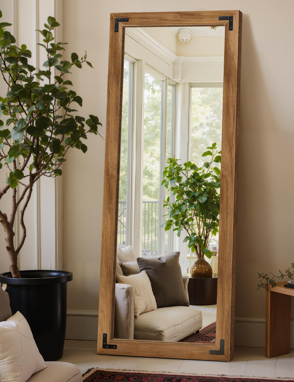 Wood Framed Full Length Mirror for Wall, 65"X24" Floor Standing Body Mirror
