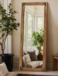 Wood Framed Full Length Mirror for Wall, 65"X24" Floor Standing Body Mirror