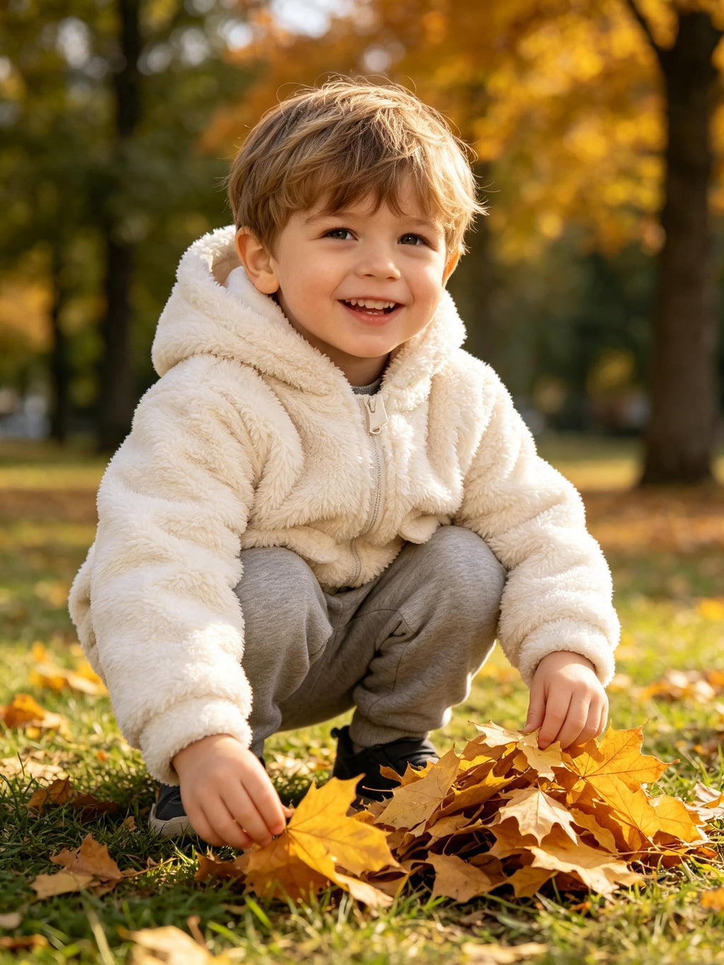 Toddler Boys Girls Hooded Fleece Jacket Teddy Coat Cute Bear Hoodie Zip Up Sherpa Winter Warm Outwear With Pocket Off