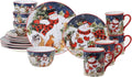 Magic of Christmas Snowman piece Dinnerware Set Service for 4 Green Multi Color Red Animal Casual Modern