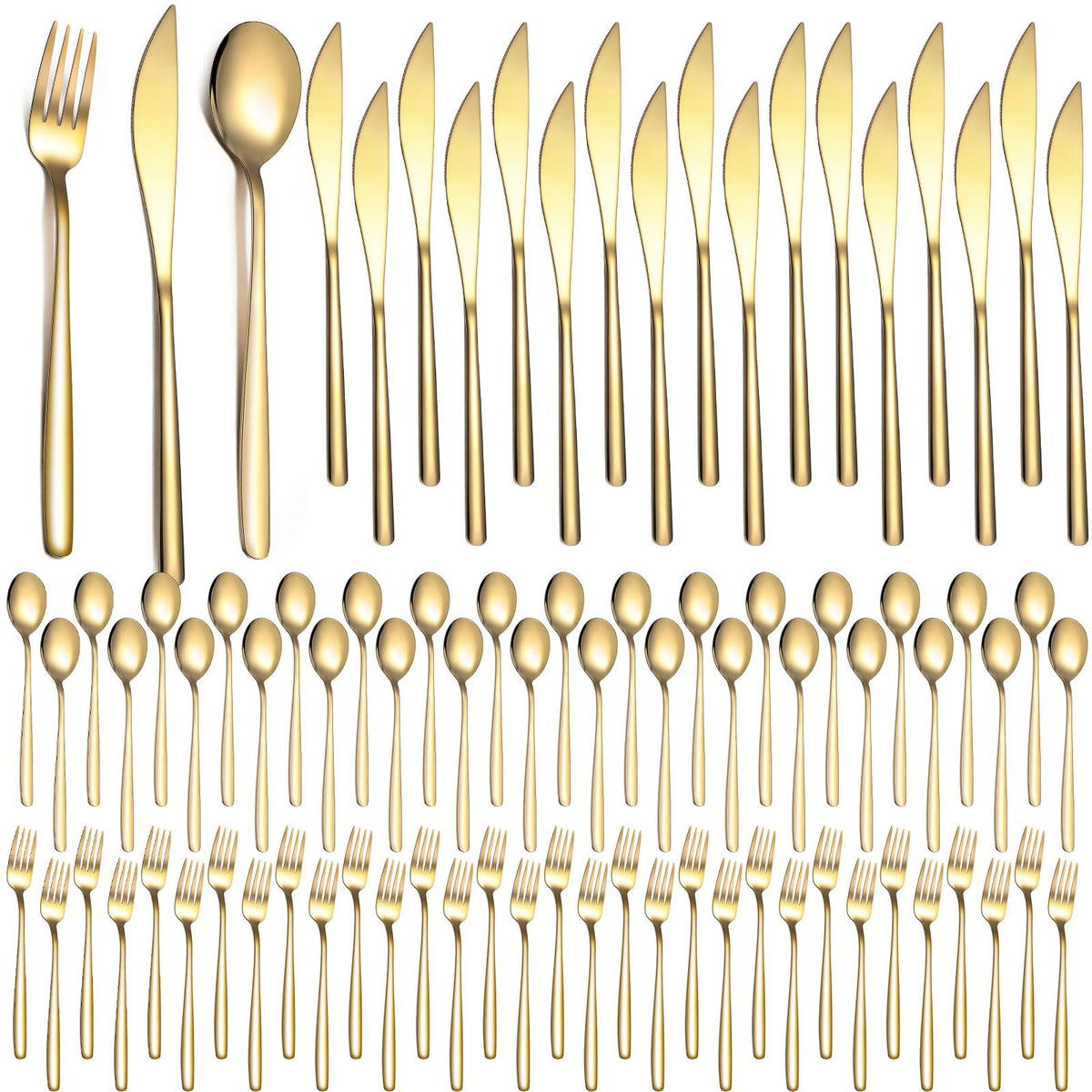 240 PCS Gold Silverware Bulk, Stainless Steel, Set for 80