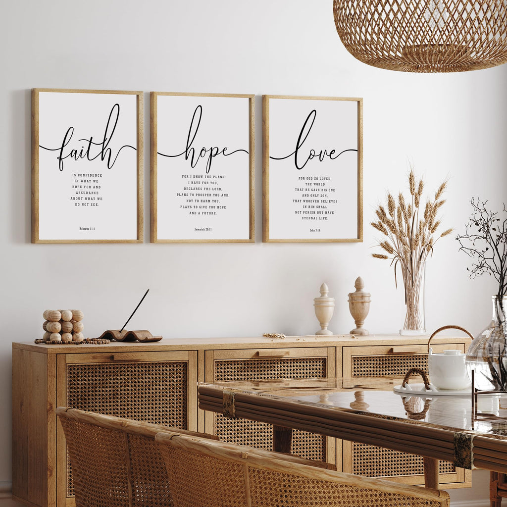 Set of 3 Framed Farmhouse Bible Verses Wall Decor Sign 11"x14" Christian Faith Scripture Wall Art Bedroom Wall Decor