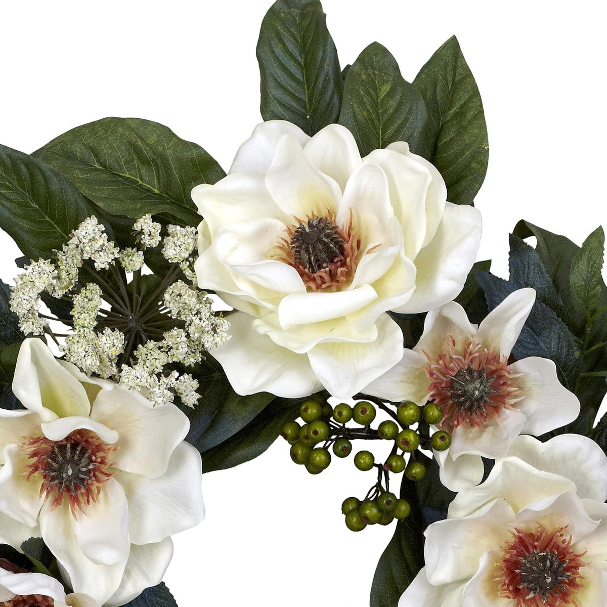 4793 22in. Magnolia Wreath,White