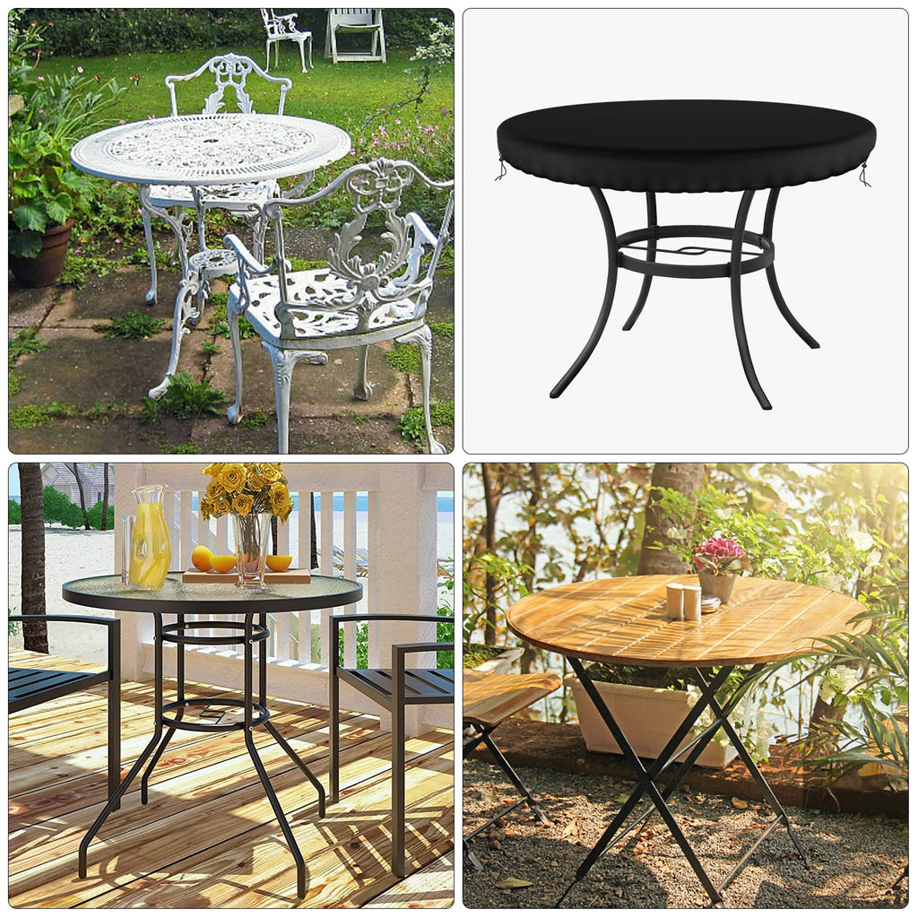 Round Outdoor Patio Furniture Covers, Waterproof Garden Table Cover, UV Resistant Anti-Fading Cover for Outdoor