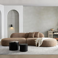 135.4" Curved Sectional Sofa Couch, Oversized Modern Boucle Fabric Upholstered Cloud Couch with 2 Throw Pillows