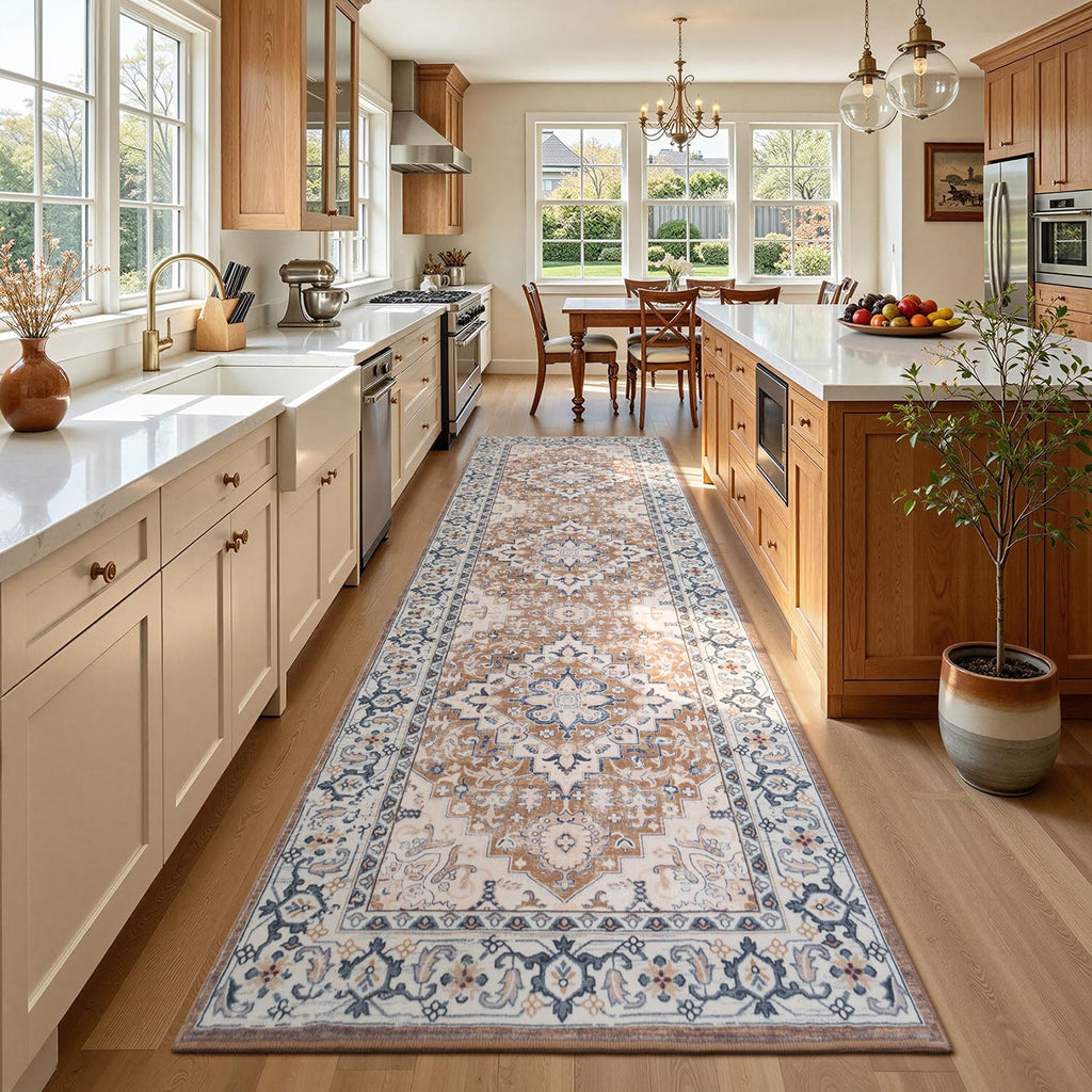 3x10 Hallway Kitchen Washable Runner Rug, Entry Long Carpet Brown