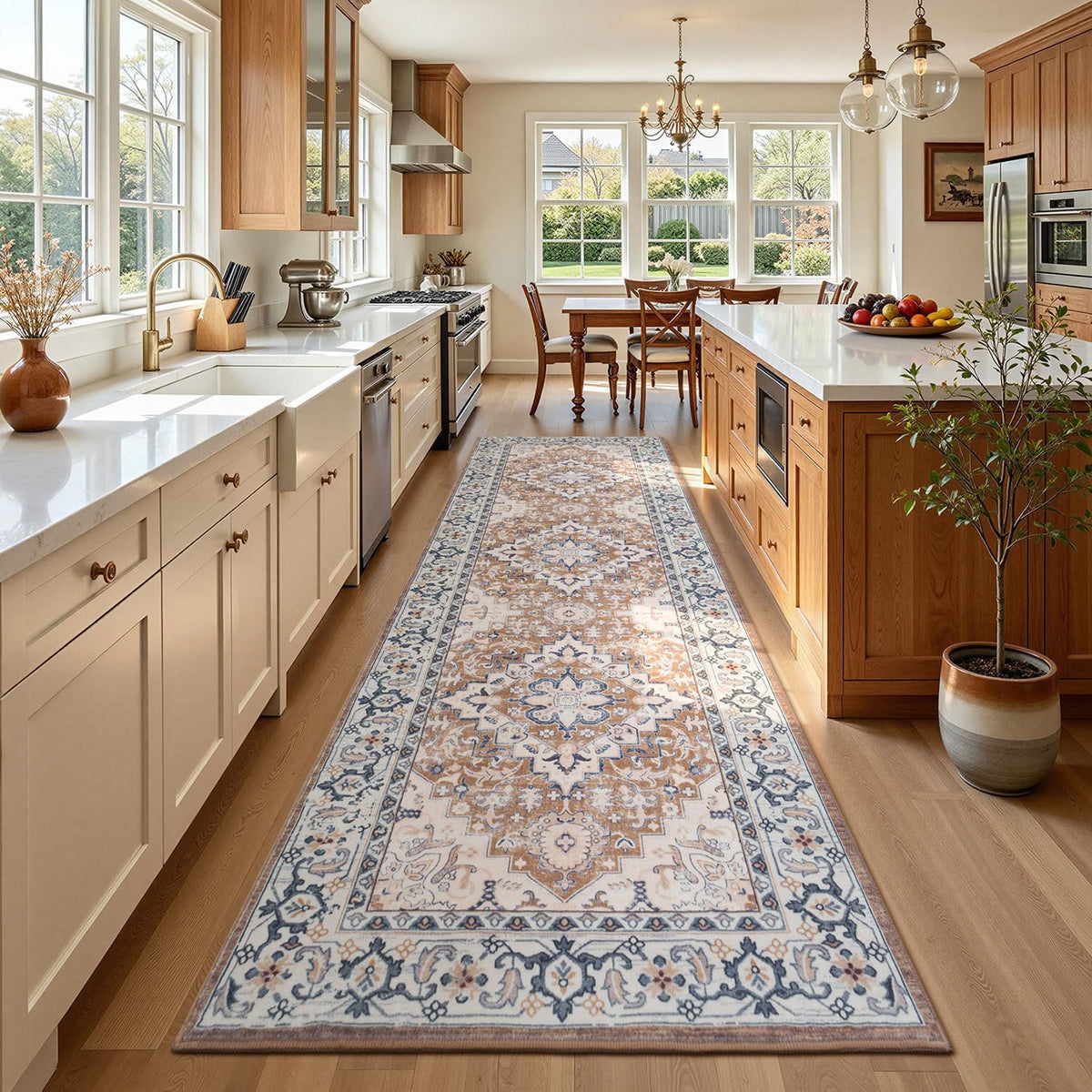3x10 Hallway Kitchen Washable Runner Rug, Entry Long Carpet Brown