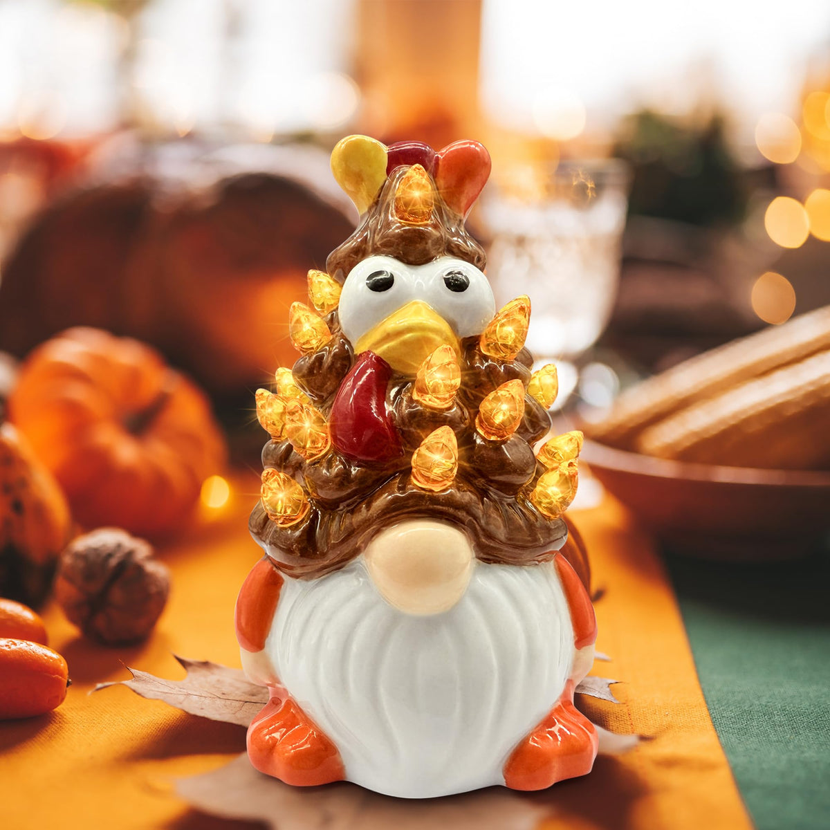 Thanksgiving Decorations, Thanksgiving Ceramic Tree Gnomes Decor