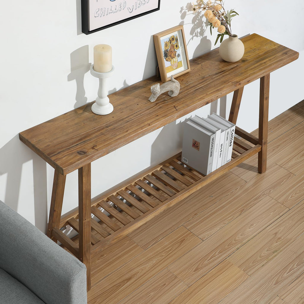 Reclaimed Solid Wood Console Table, 59" Farmhouse Entryway Tables