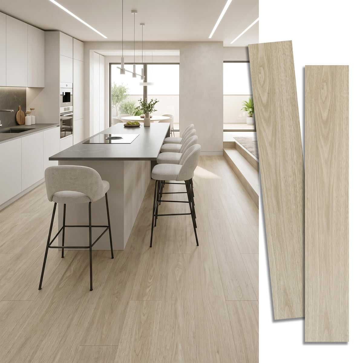 Waterproof Peel and Stick Floor Tile, 54 Sq.Ft Washed Beige Vinyl Flooring